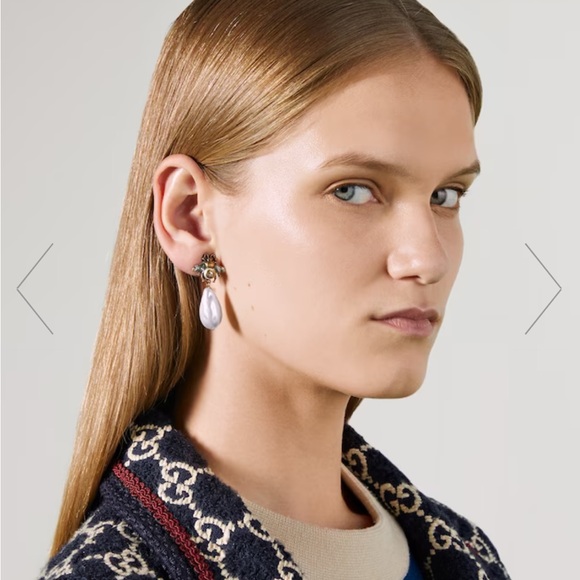 Gucci BEE EARRINGS WITH DROP PEARLS *REAL* - Picture 2 of 6
